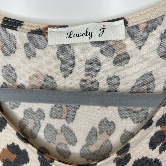 New-Lovely J-Leopard Print Knit Flutter Sleeve -Layered Ruffle Dress-Size-Small - Picture 3 of 4